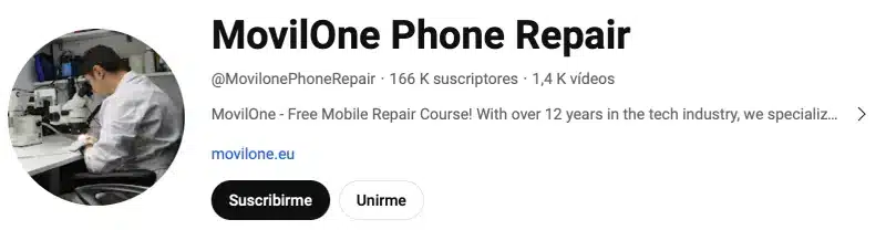 Canal de YouTube MovilOne Phone Repair
